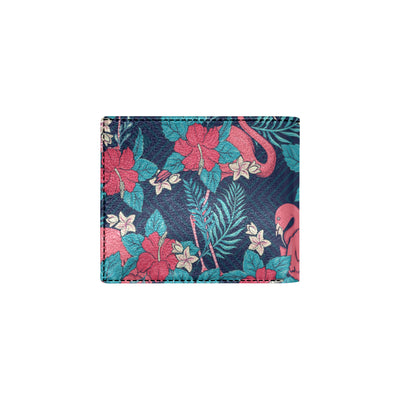 Flamingo Red Hibiscus  Pattern Men's ID Card Wallet