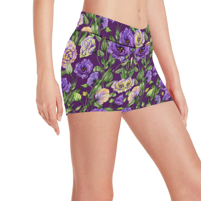 Lisianthus Pattern Print Design LT03 Yoga Shorts