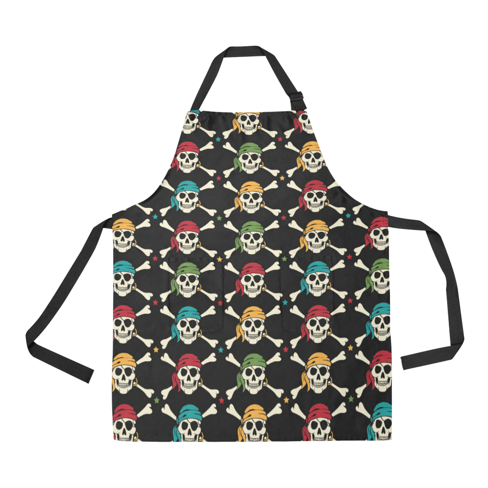 Pirate Pattern Print Design A01 Apron with Pocket
