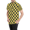 Checkered Yellow Pattern Print Design 03 Men's Short Sleeve Button Up Shirt