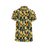 Elegant Yellow Tulip Print Men's Short Sleeve Button Up Shirt