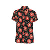 Red Hibiscus Pattern Print Design HB021 Men's Short Sleeve Button Up Shirt