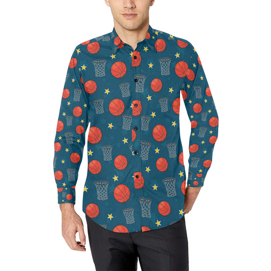 Basketball Classic Print Pattern Men's Long Sleeve Shirt