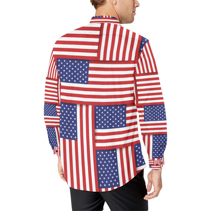 Patriotic US Flag Pattern Print Design A01 Men's Long Sleeve Shirt