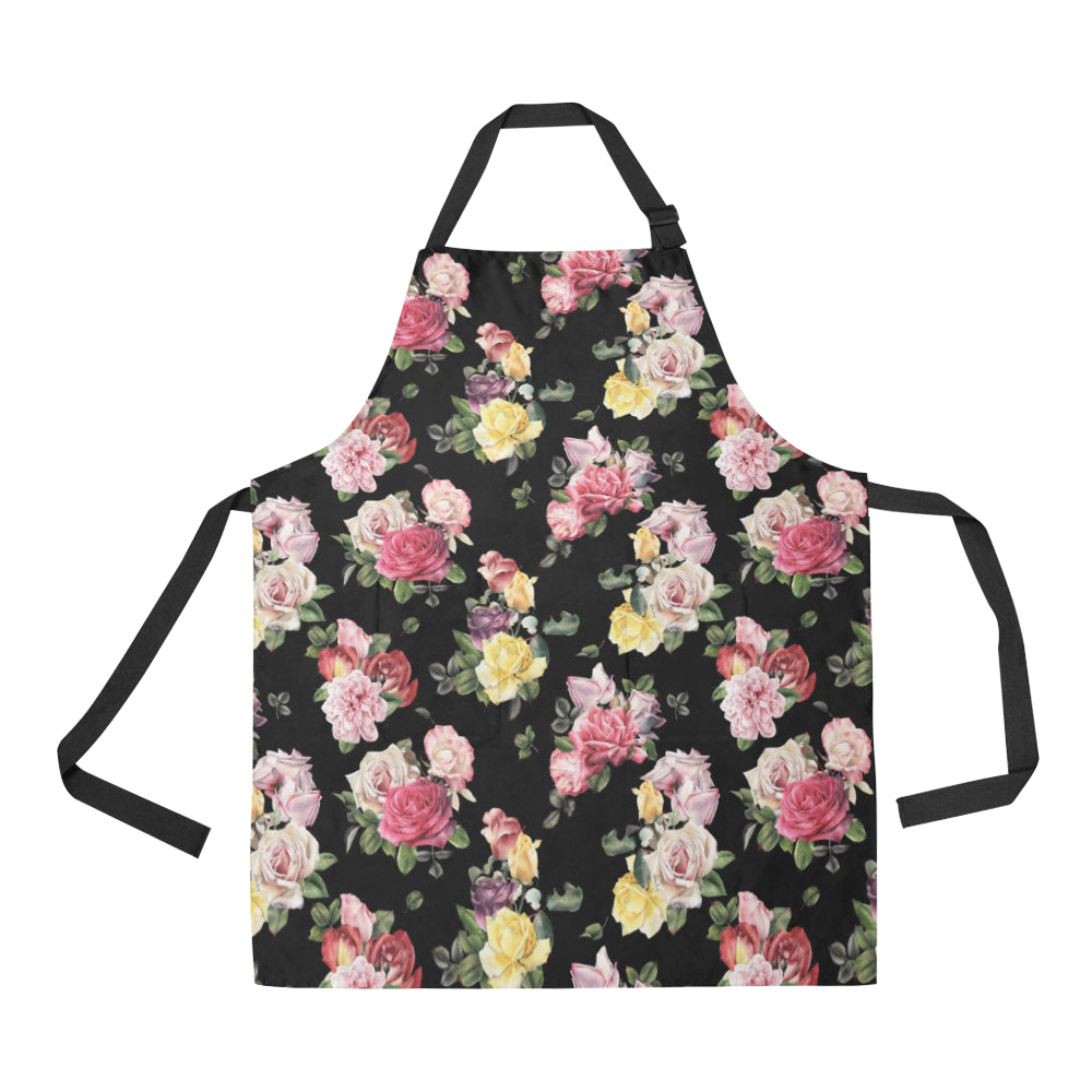 Rose Pattern Print Design RO010 Apron with Pocket