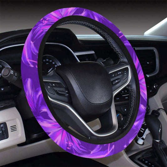 Amaryllis Pattern Print Design AL03 Steering Wheel Cover with Elastic Edge