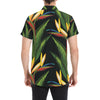 Bird Of Paradise Pattern Print Design BOP012 Men's Short Sleeve Button Up Shirt