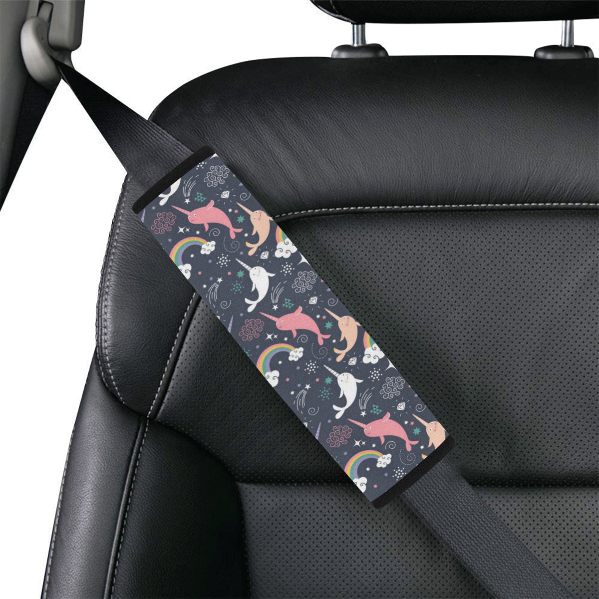 Narwhal Pattern Print Design 01 Car Seat Belt Cover