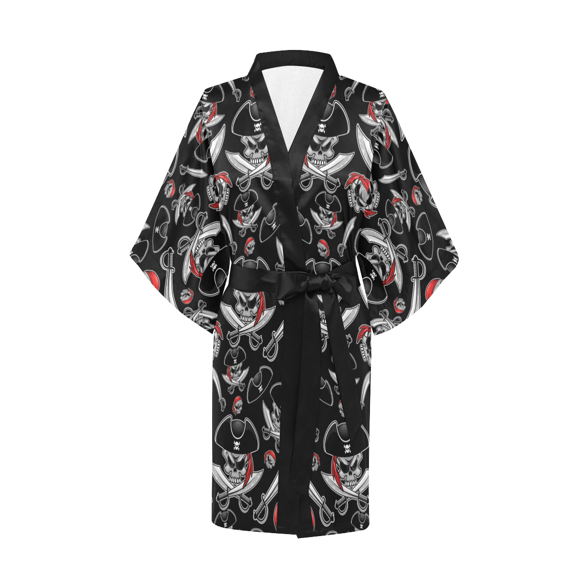 Pirate Pattern Print Design A05 Women's Short Kimono