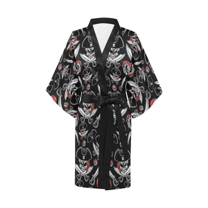 Pirate Pattern Print Design A05 Women's Short Kimono