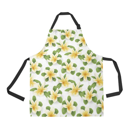 Yellow Plumeria Pattern Print Design PM012 Apron with Pocket