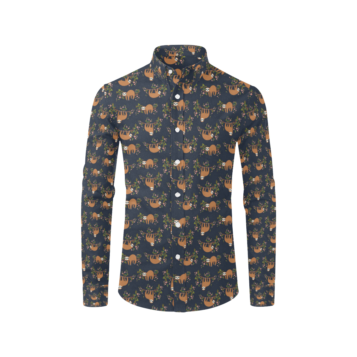 Sloth flower Design Themed Print Men's Long Sleeve Shirt