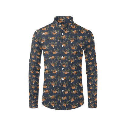 Sloth flower Design Themed Print Men's Long Sleeve Shirt
