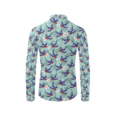 Swallow Bird Pattern Print Design 02 Men's Long Sleeve Shirt