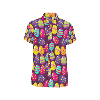 Easter Eggs Pattern Print Design RB04 Men's Short Sleeve Button Up Shirt