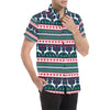 Reindeer Pattern Print Design 03 Men's Short Sleeve Button Up Shirt