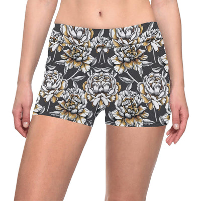 Peony Pattern Print Design PE06 Yoga Shorts