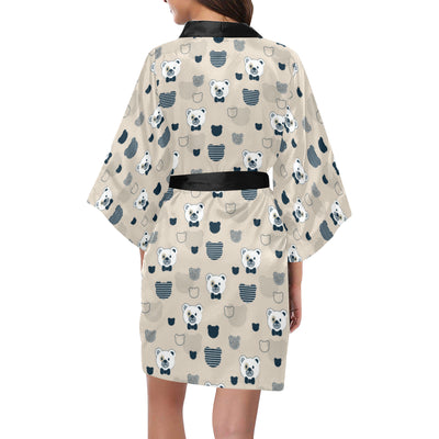 Bear Pattern Print Design 05 Women's Short Kimono