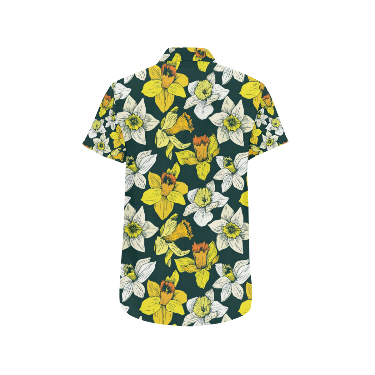 Daffodils Pattern Print Design DF02 Men's Short Sleeve Button Up Shirt