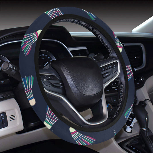 Badminton Ball Pattern Print Design 02 Steering Wheel Cover with Elastic Edge