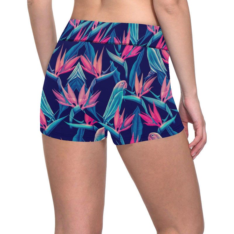 Tropical Flower Pattern Print Design TF024 Yoga Shorts