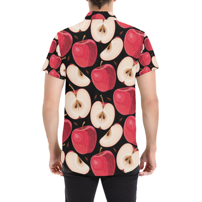 Apple Pattern Print Design AP02 Men's Short Sleeve Button Up Shirt