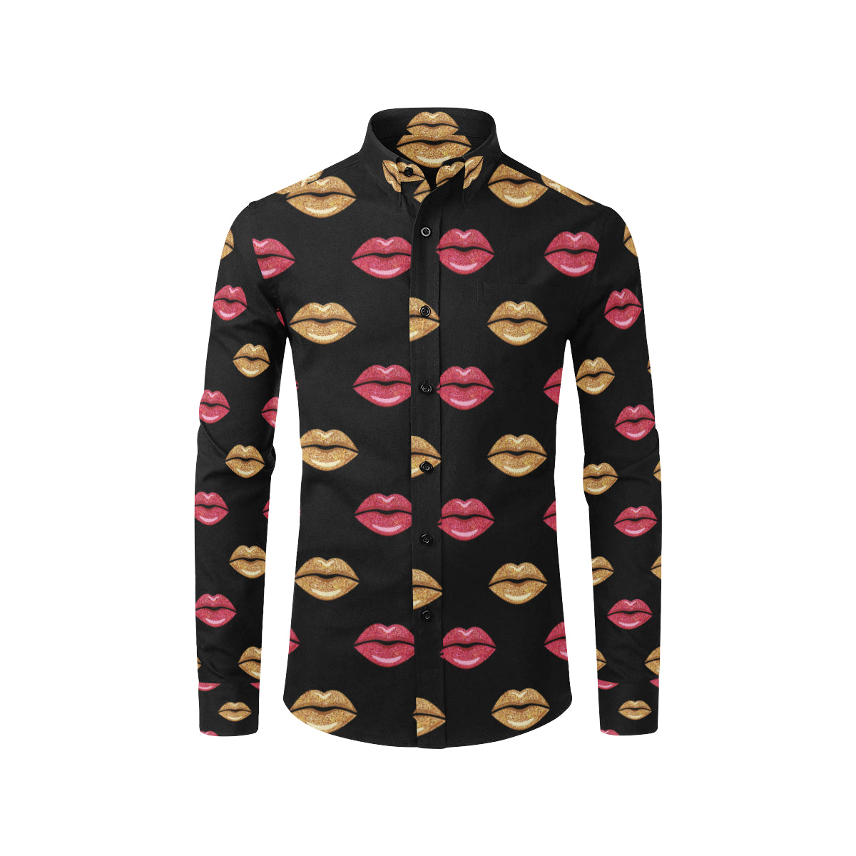 Lip Pattern Print Design 03 Men's Long Sleeve Shirt