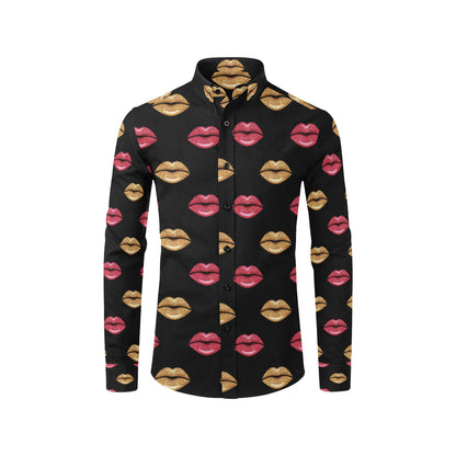 Lip Pattern Print Design 03 Men's Long Sleeve Shirt