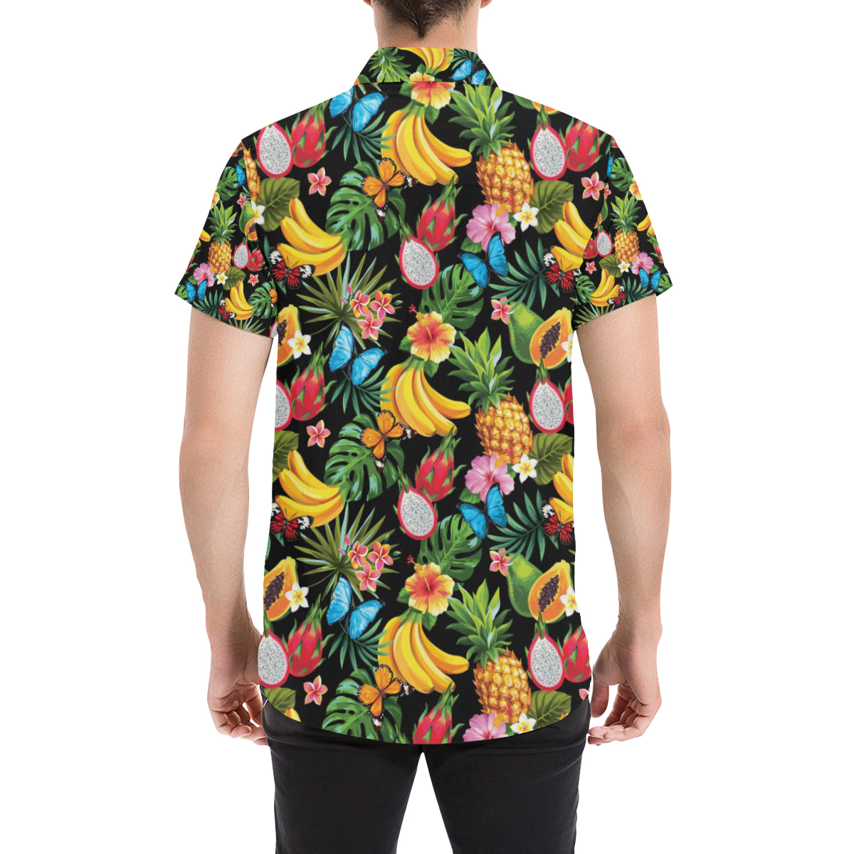 Tropical Fruits Pattern Print Design TF04 Men's Short Sleeve Button Up Shirt