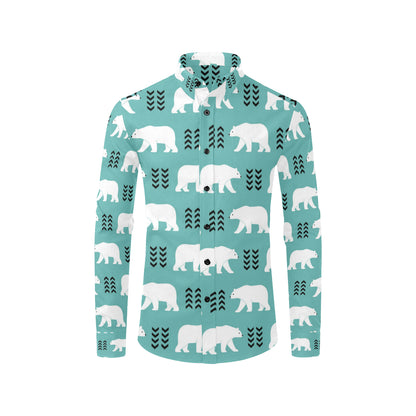 Polar Bear Pattern Print Design A05 Men's Long Sleeve Shirt