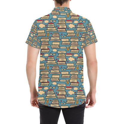 Book Pattern Print Design 03 Men's Short Sleeve Button Up Shirt