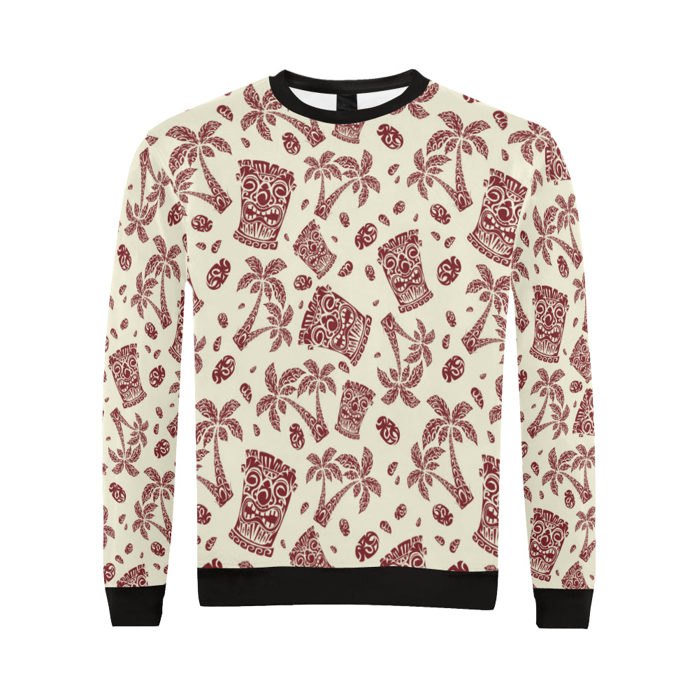 Tiki Tribal Symbol Palm Tree Men Long Sleeve Sweatshirt