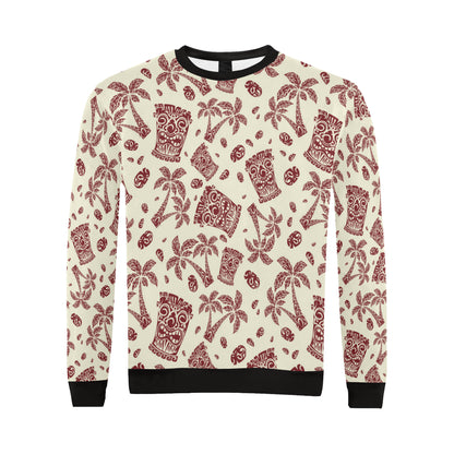 Tiki Tribal Symbol Palm Tree Men Long Sleeve Sweatshirt