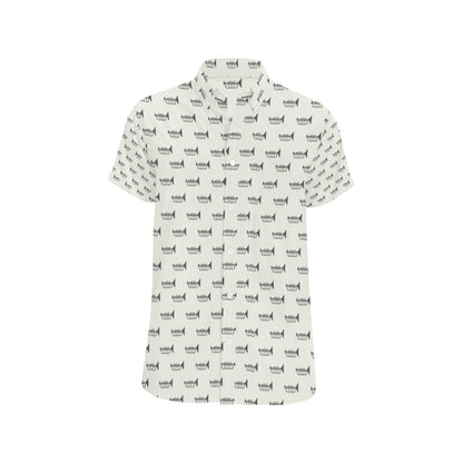 Trumpet Pattern Themed Print Men's Short Sleeve Button Up Shirt