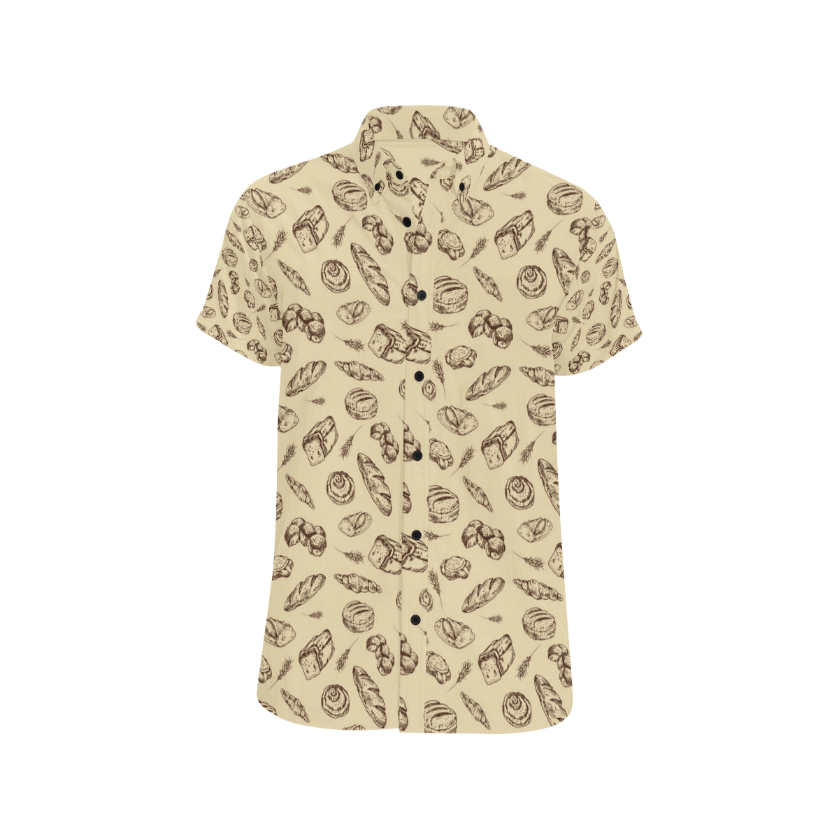 Bread Pattern Print Design 04 Men's Short Sleeve Button Up Shirt