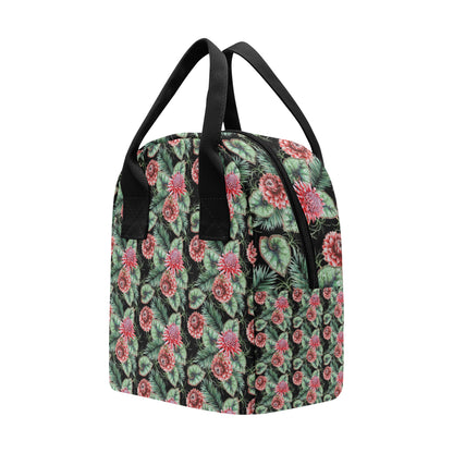 Dahlia Pattern Print Design DH06 Insulated Lunch Bag
