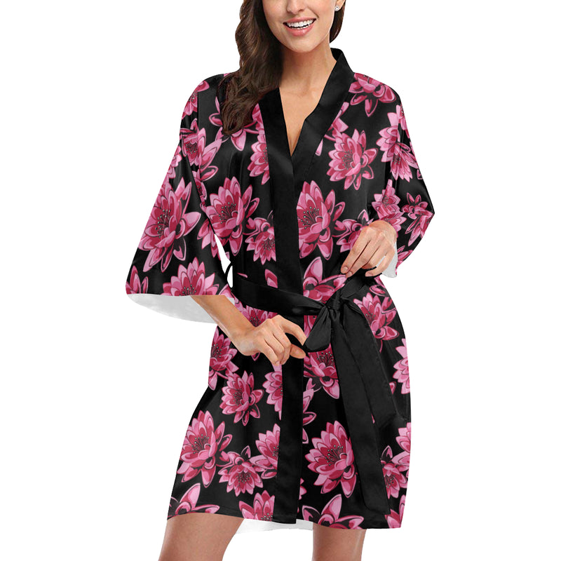 Lotus Pattern Print Design 03 Women's Short Kimono