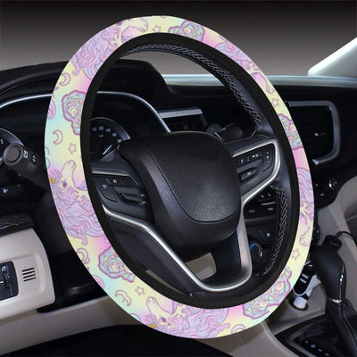 Unicorn Rainbow Star Heart Print Steering Wheel Cover with Elastic Edge