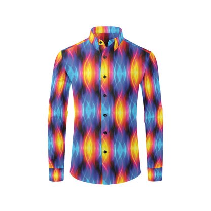 Flame Fire Blue Design Print Men's Long Sleeve Shirt