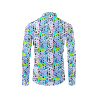 Elephant Art color Print Pattern Men's Long Sleeve Shirt