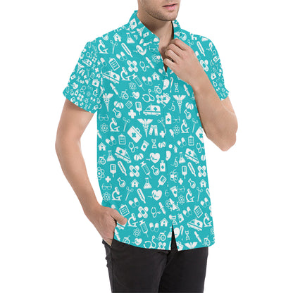 Medical Pattern Print Design 04 Men's Short Sleeve Button Up Shirt