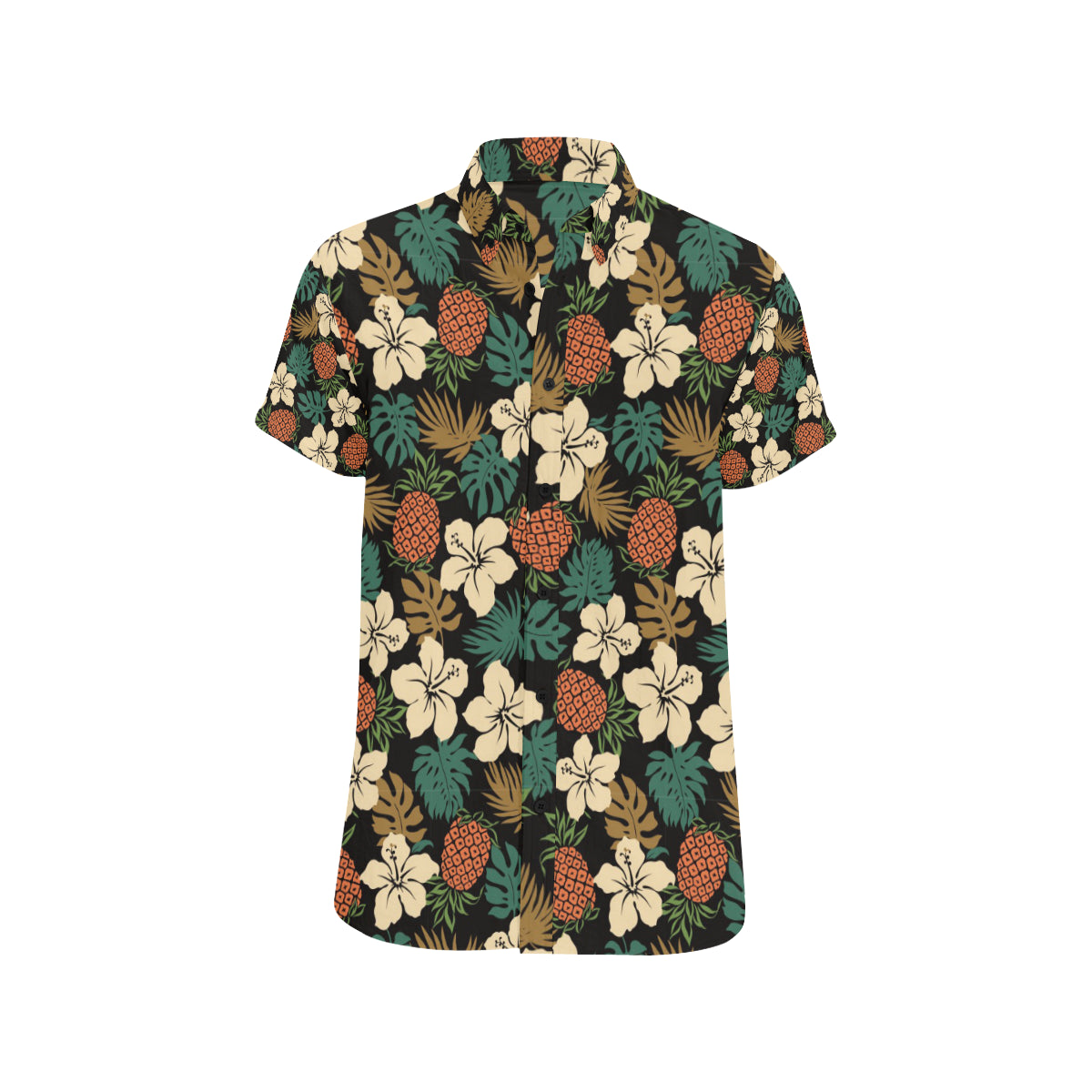 Hawaiian Themed Pattern Print Design H08 Men's Short Sleeve Button Up Shirt