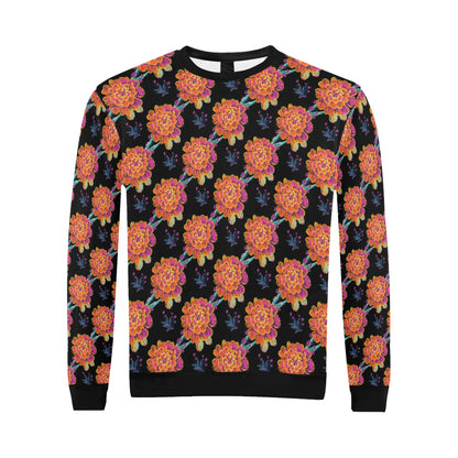 Marigold Pattern Print Design MR04 Men Long Sleeve Sweatshirt