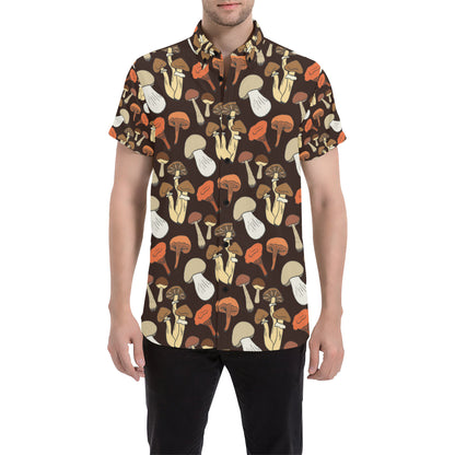 Mushroom Pattern Print Design A05 Men's Short Sleeve Button Up Shirt
