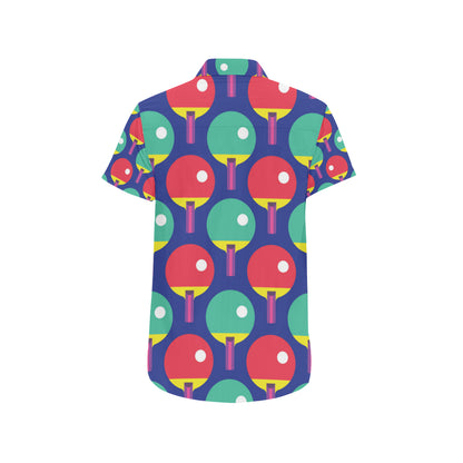 Ping Pong Pattern Print Design A03 Men's Short Sleeve Button Up Shirt