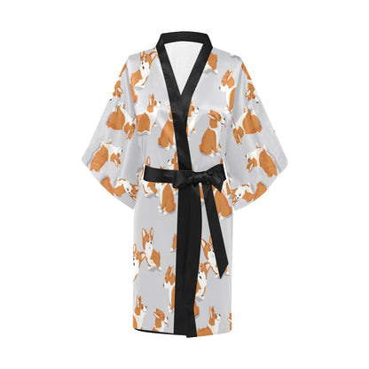 Pembroke Welsh Corgis Pattern Print Design A04 Women's Short Kimono