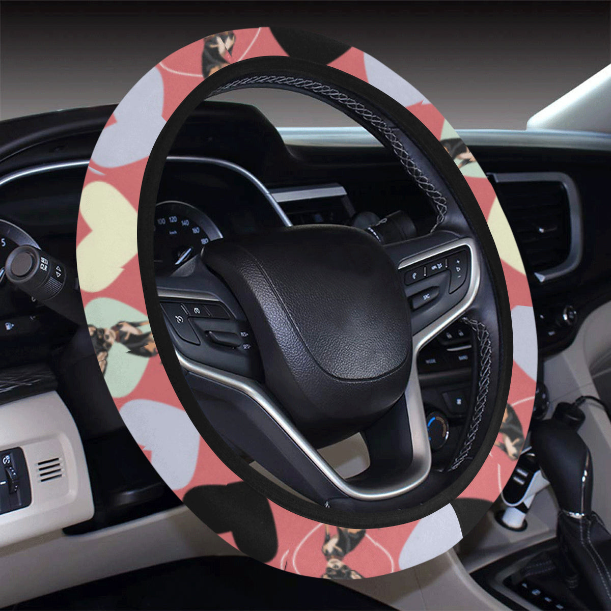 Chihuahua Pattern Print Design 01 Steering Wheel Cover with Elastic Edge