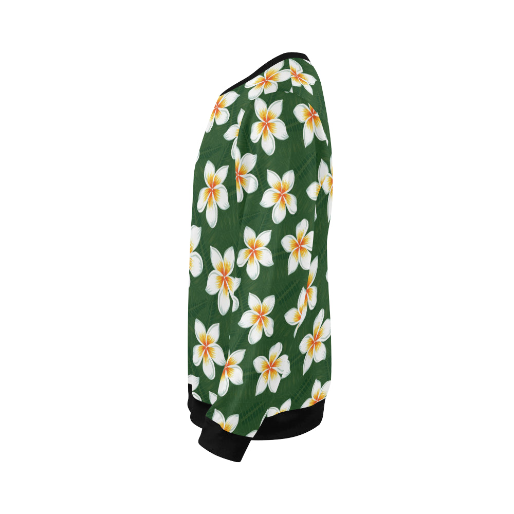 White Plumeria Pattern Print Design PM020 Men Long Sleeve Sweatshirt