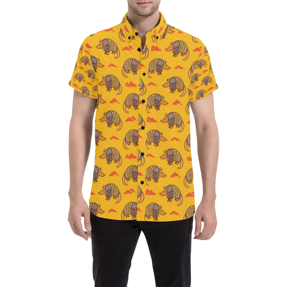 Armadillo Pattern Print Design 03 Men's Short Sleeve Button Up Shirt