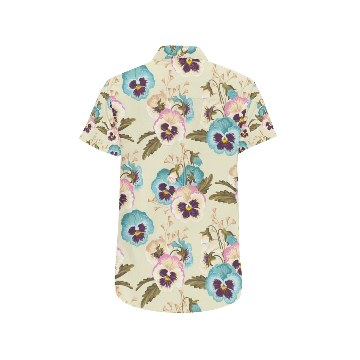 Pansy Pattern Print Design A02 Men's Short Sleeve Button Up Shirt